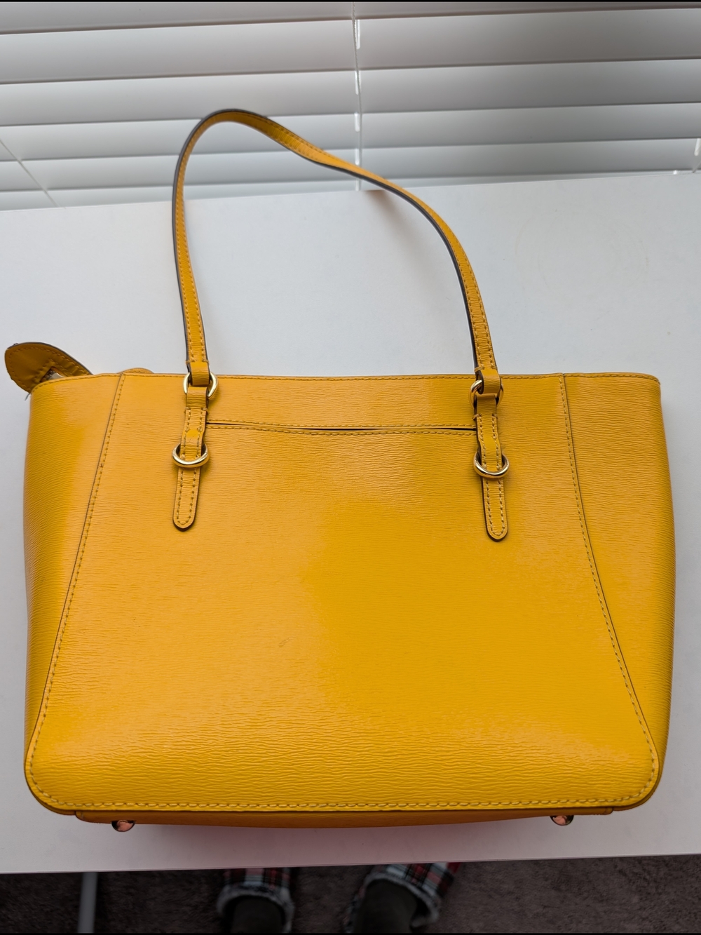 Lauren Ralph Lauren Mustard Yellow Leather Tote with Gold Hardware - Picture 2 of 4